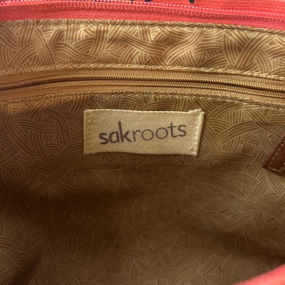 Sakroots Floral Tote Bag Coral Multi Color Leather Trim‎ Small Shoulder Bag - Picture 7 of 8